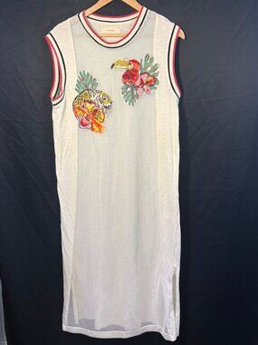 Rapsodia Boho Embroidered Mesh Midi Dress | Tropical Tiger Parrot Cover‑Up